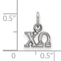 Sterling Silver Rhodium-plated LogoArt Chi Omega Sorority Greek Letters Extra Small Pendant view 2