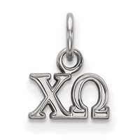 Sterling Silver Rhodium-plated LogoArt Chi Omega Sorority Greek Letters Extra Small Pendant view 1