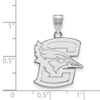 Sterling Silver Rhodium-plated LogoArt Creighton University Bluejay Large Pendant view 2