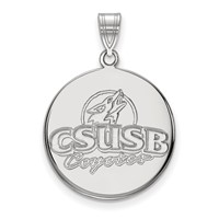 Sterling Silver Rhodium-plated LogoArt California State University San Bernardino Coyotes Large Disc Pendant view 1