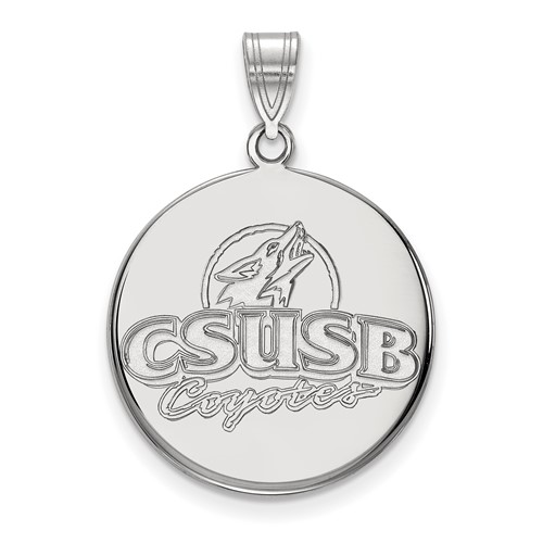 Sterling Silver Rhodium-plated LogoArt California State University San Bernardino Coyotes Large Disc Pendant