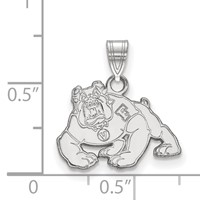 Sterling Silver Rhodium-plated LogoArt California State University Fresno Bulldog Small Pendant view 2