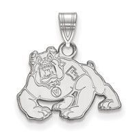 Sterling Silver Rhodium-plated LogoArt California State University Fresno Bulldog Small Pendant view 1