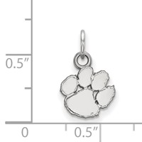 Sterling Silver Rhodium-plated LogoArt Clemson University Tiger Paw Extra Small Pendant view 2
