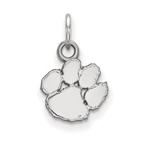 Sterling Silver Rhodium-plated LogoArt Clemson University Tiger Paw Extra Small Pendant view 1