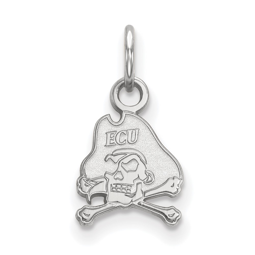 Sterling Silver Rhodium-plated LogoArt East Carolina University Pirate Extra Small Pendant