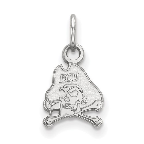 Sterling Silver Rhodium-plated LogoArt East Carolina University Pirate Extra Small Pendant