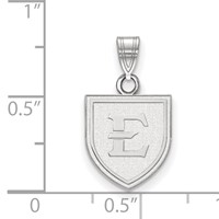 Sterling Silver Rhodium-plated LogoArt East Tennessee State University Letter E Shield Small Pendant view 3