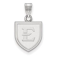 Sterling Silver Rhodium-plated LogoArt East Tennessee State University Letter E Shield Small Pendant view 1