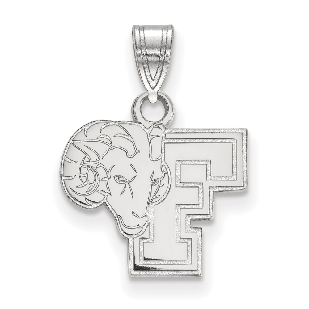 Sterling Silver Rhodium-plated LogoArt Fordham University Ram Small Pendant