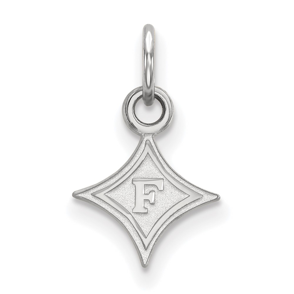 Sterling Silver Rhodium-plated LogoArt Furman University Extra Small Pendant