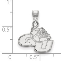 Sterling Silver Rhodium-plated LogoArt Gonzaga University G-u Bulldog Small Pendant view 2