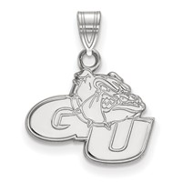 Sterling Silver Rhodium-plated LogoArt Gonzaga University G-u Bulldog Small Pendant view 1
