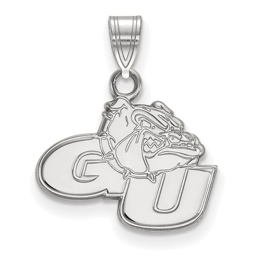 Sterling Silver Rhodium-plated LogoArt Gonzaga University G-u Bulldog Small Pendant