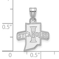 Sterling Silver Rhodium-plated LogoArt Indiana State University Sycamores Small Pendant view 2