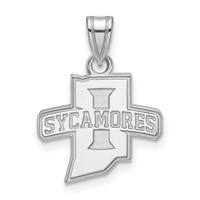 Sterling Silver Rhodium-plated LogoArt Indiana State University Sycamores Small Pendant view 1