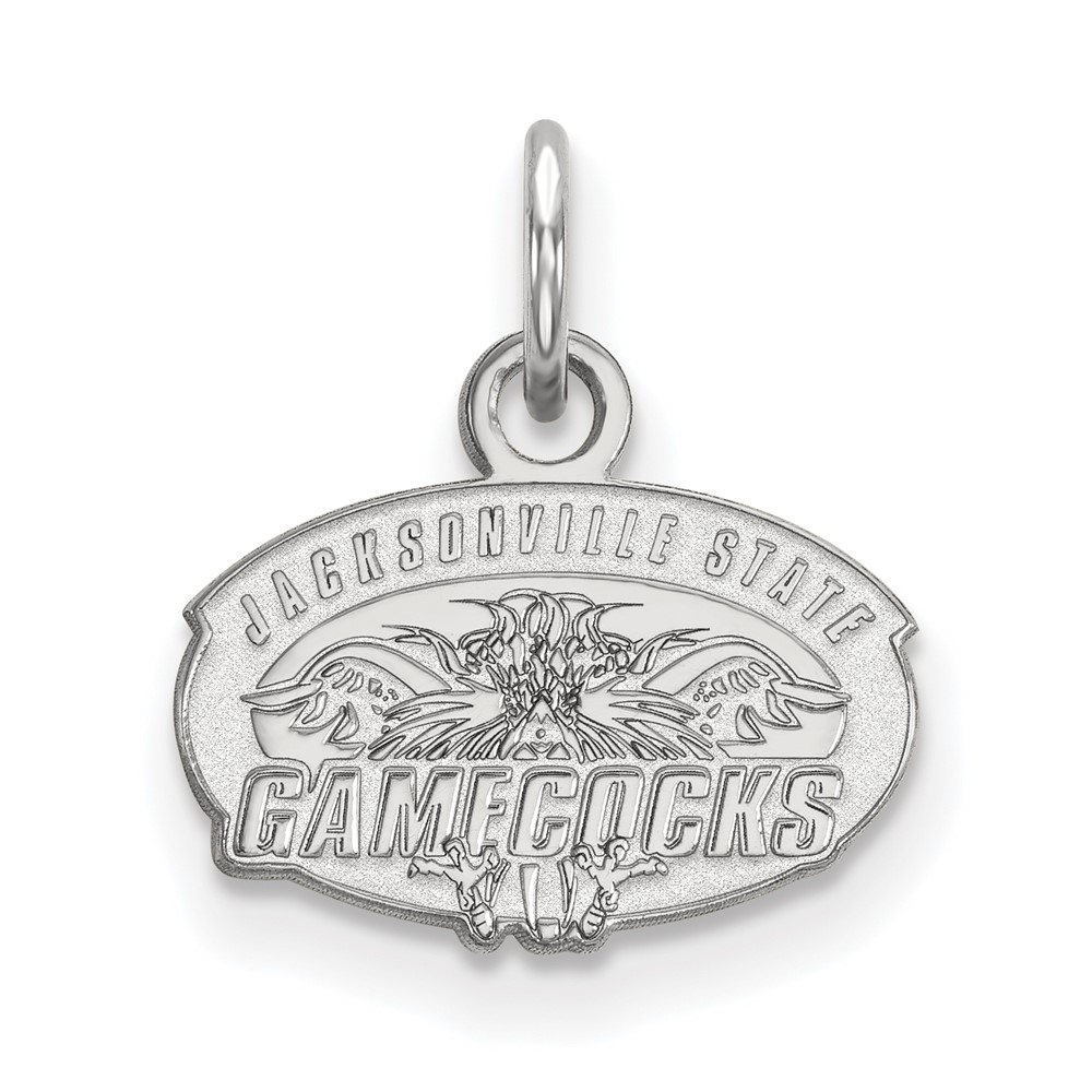 Sterling Silver Rhodium-plated LogoArt Jacksonville State University Extra Small Pendant