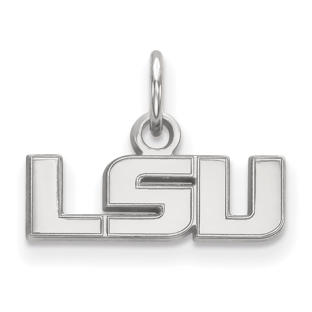 Sterling Silver Rhodium-plated LogoArt Louisiana State University L-s-u Extra Small Pendant