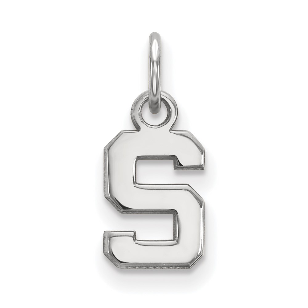 Sterling Silver Rhodium-plated LogoArt Michigan State University Letter S Extra Small Pendant