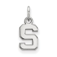 Sterling Silver Rhodium-plated LogoArt Michigan State University Letter S Extra Small Pendant view 1