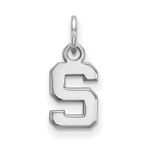 Sterling Silver Rhodium-plated LogoArt Michigan State University Letter S Extra Small Pendant