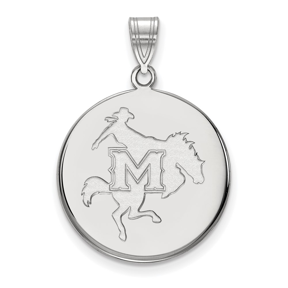 Sterling Silver Rhodium-plated LogoArt McNeese State University Large Disc Pendant