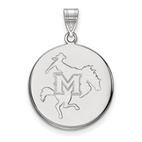 Sterling Silver Rhodium-plated LogoArt McNeese State University Large Disc Pendant view 1