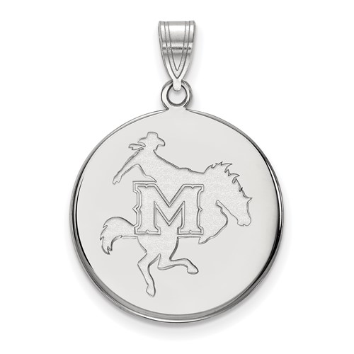 Sterling Silver Rhodium-plated LogoArt McNeese State University Large Disc Pendant