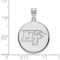 Sterling Silver Rhodium-plated LogoArt Middle Tennessee State University M-t Large Disc Pendant view 2