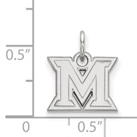 Sterling Silver Rhodium-plated LogoArt Miami University Ohio Letter M Extra Small Pendant view 2