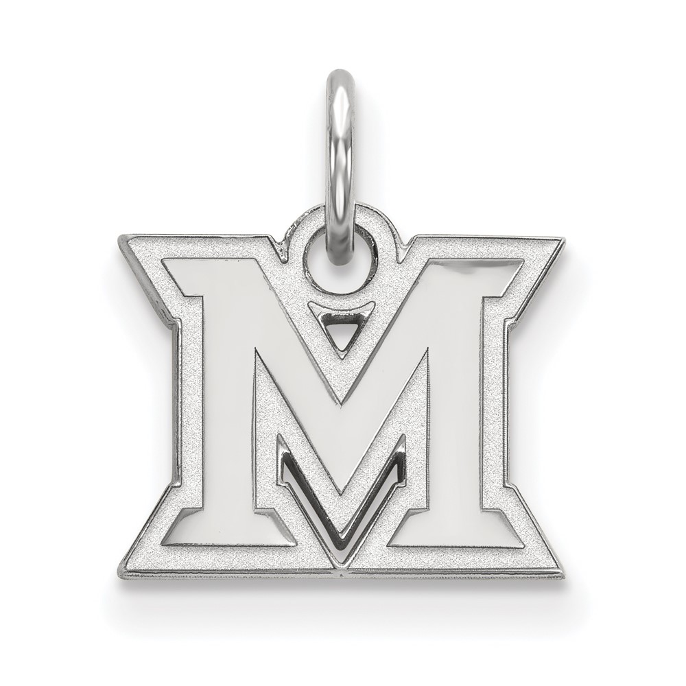 Sterling Silver Rhodium-plated LogoArt Miami University Ohio Letter M Extra Small Pendant