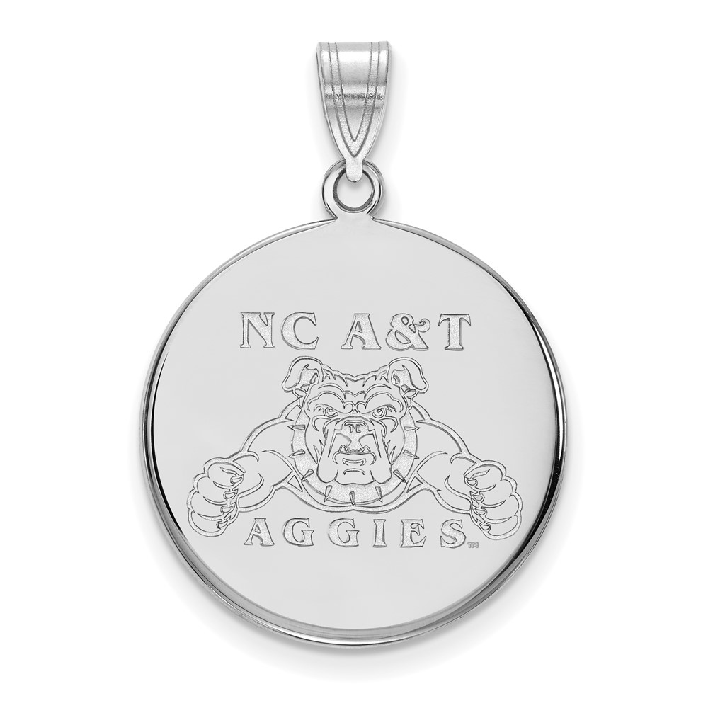 Sterling Silver Rhodium-plated LogoArt North Carolina a and T Aggies Large Disc Pendant