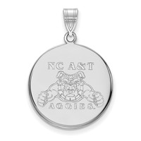 Sterling Silver Rhodium-plated LogoArt North Carolina a and T Aggies Large Disc Pendant view 1