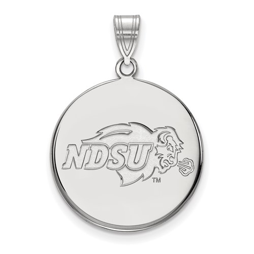 Sterling Silver Rhodium-plated LogoArt North Dakota State University Large Disc Pendant