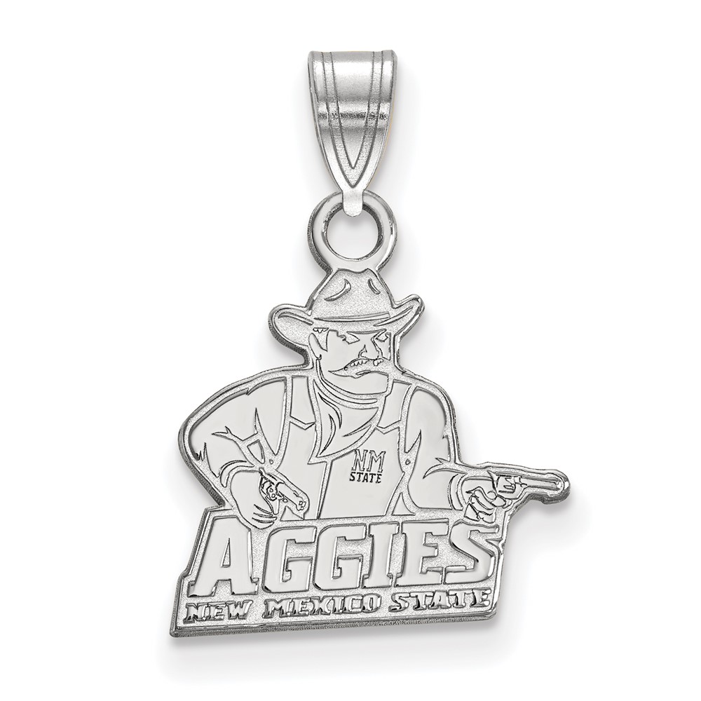 Sterling Silver Rhodium-plated LogoArt New Mexico State University Aggies Small Pendant