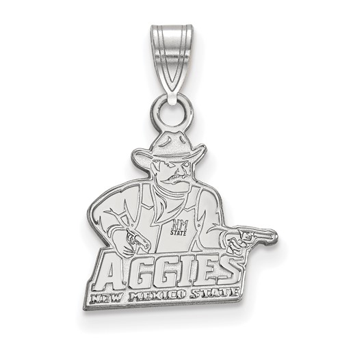 Sterling Silver Rhodium-plated LogoArt New Mexico State University Aggies Small Pendant