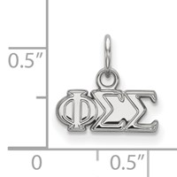 Sterling Silver Rhodium-plated LogoArt Phi Sigma Sigma Sorority Greek Letters Extra Small Pendant view 2