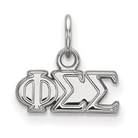 Sterling Silver Rhodium-plated LogoArt Phi Sigma Sigma Sorority Greek Letters Extra Small Pendant view 1