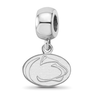 Sterling Silver Rhodium-plated LogoArt Penn State University Lion Extra Small Dangle Bead Charm
