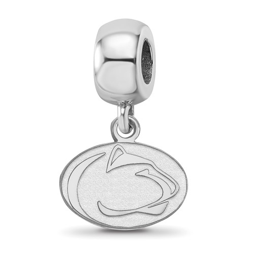 Sterling Silver Rhodium-plated LogoArt Penn State University Lion Extra Small Dangle Bead Charm