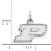 Sterling Silver Rhodium-plated LogoArt Purdue University Letter P Extra Small Pendant view 2