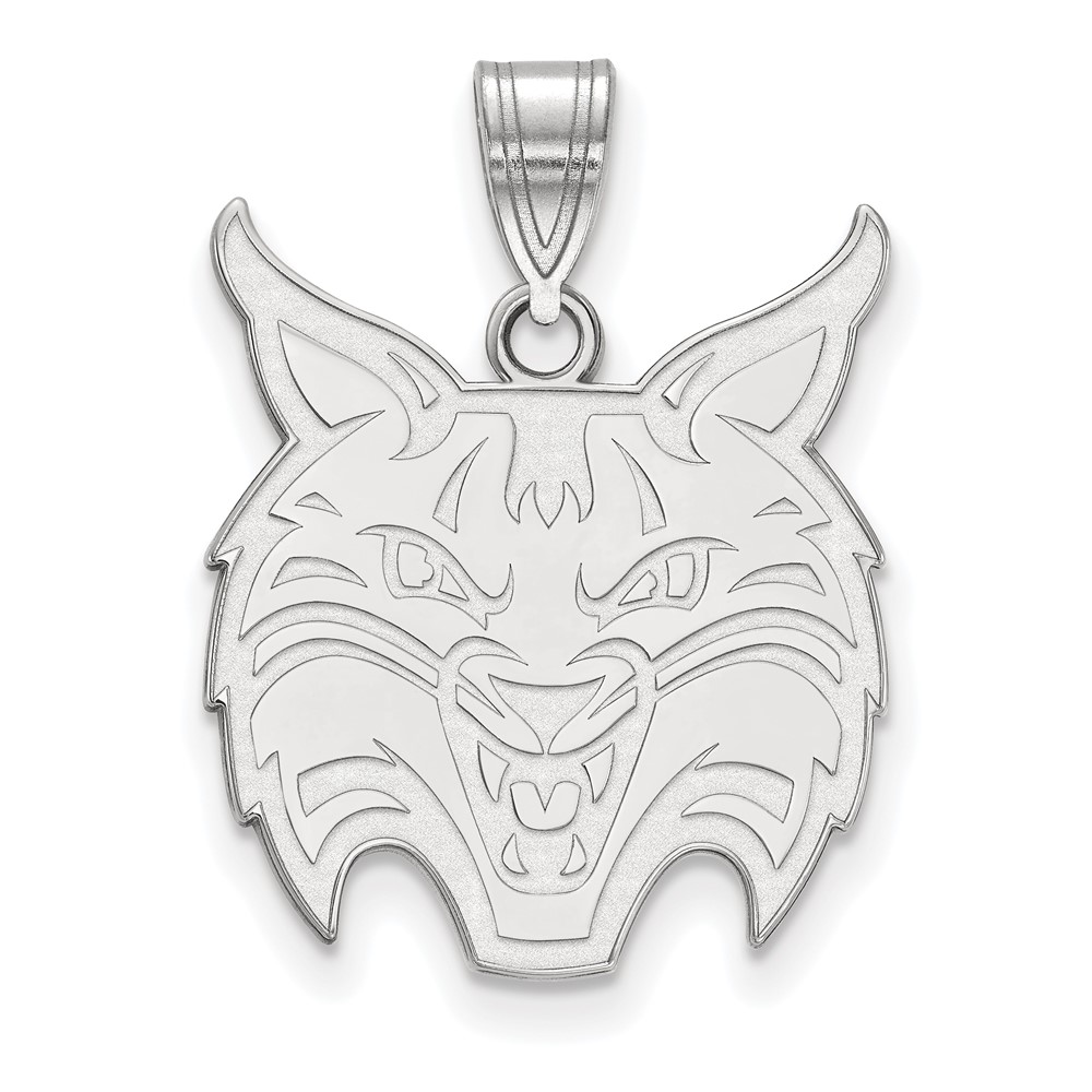 Sterling Silver Rhodium-plated LogoArt Quinnipiac University Bobcat Large Pendant