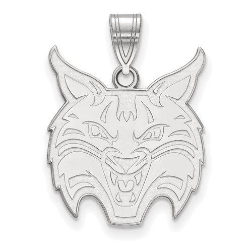 Sterling Silver Rhodium-plated LogoArt Quinnipiac University Bobcat Large Pendant