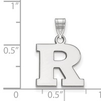 Sterling Silver Rhodium-plated LogoArt Rutgers University Letter R Small Pendant view 2