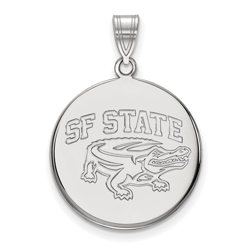 Sterling Silver Rhodium-plated LogoArt San Francisco State University Large Disc Pendant