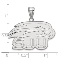 Sterling Silver Rhodium-plated LogoArt St Joseph's University Hawks Large Pendant view 2