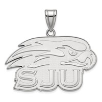 Sterling Silver Rhodium-plated LogoArt St Joseph's University Hawks Large Pendant view 1