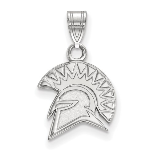 Sterling Silver Rhodium-plated LogoArt San Jose State University Spartan Small Pendant