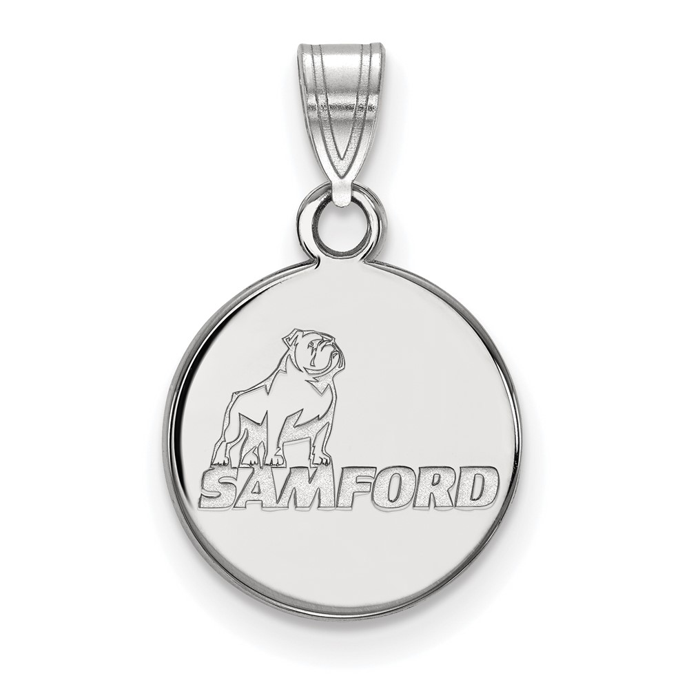 Sterling Silver Rhodium-plated LogoArt Samford University Small Disc Pendant
