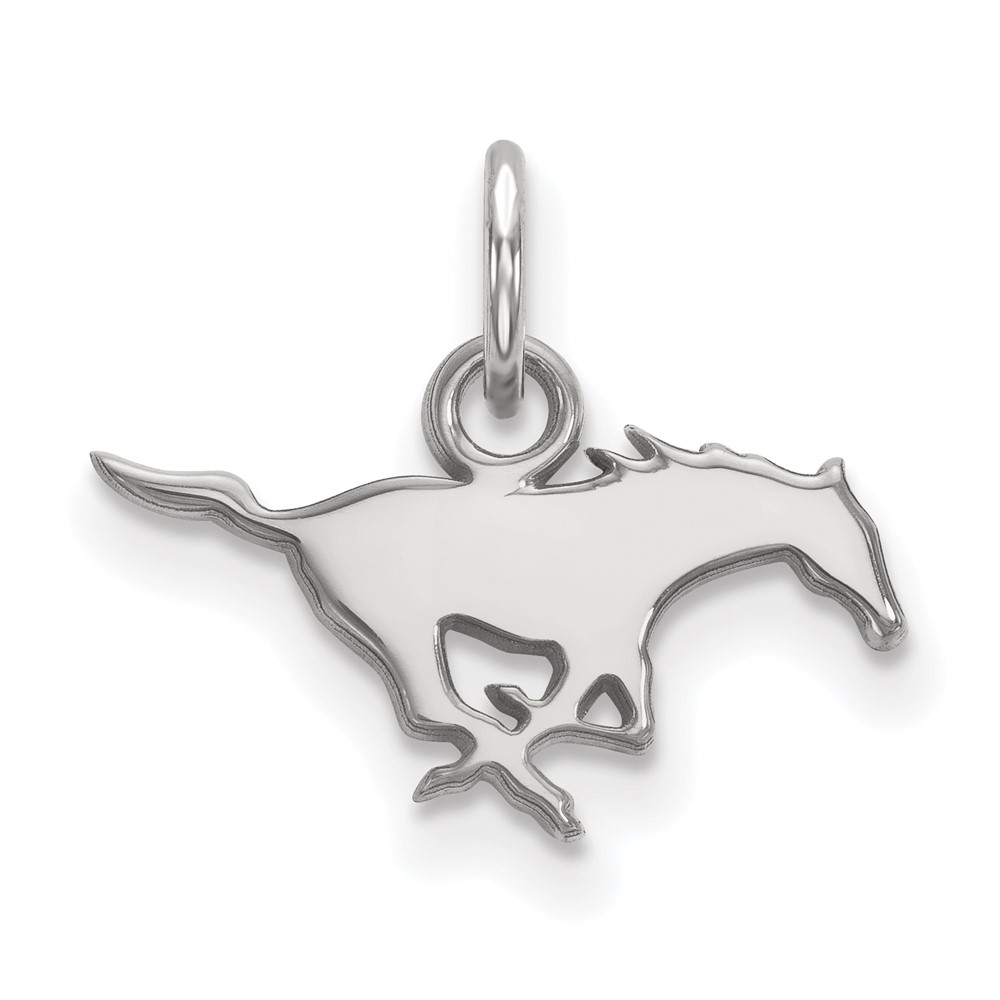 Sterling Silver Rhodium-plated LogoArt Southern Methodist University Mustang Extra Small Pendant